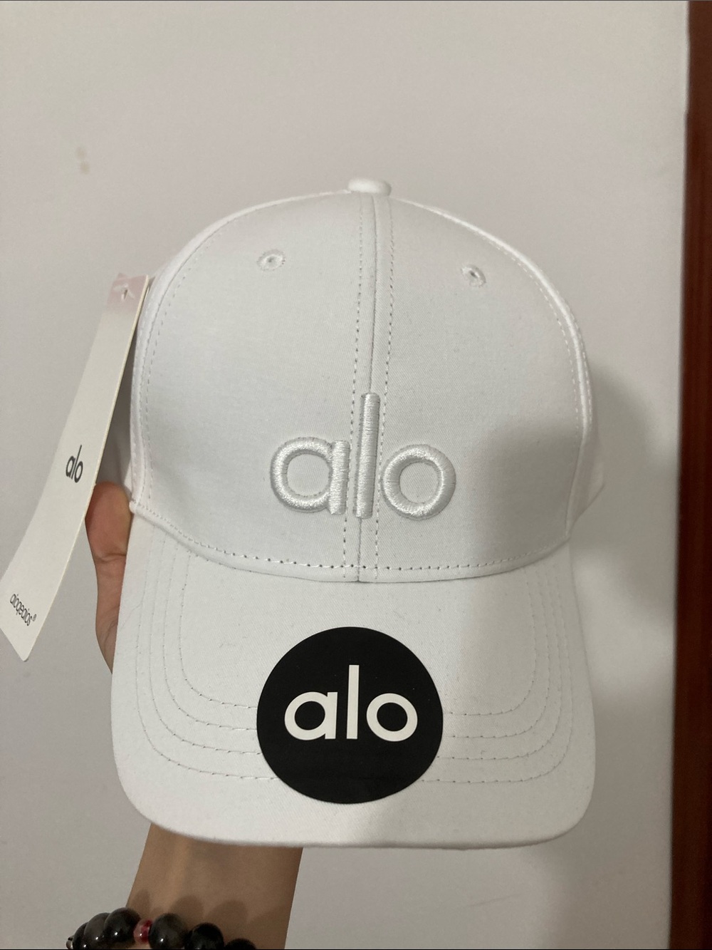 Authentic ALO Yoga White Embroidered Logo Cap